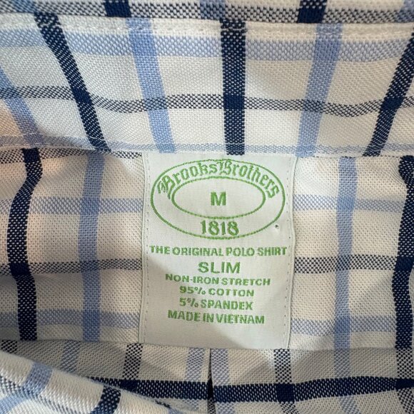 Brooks Brothers Plaid Slim Non-Iron Stretch Cotton Original Oxford Polo sz M - Picture 3 of 11